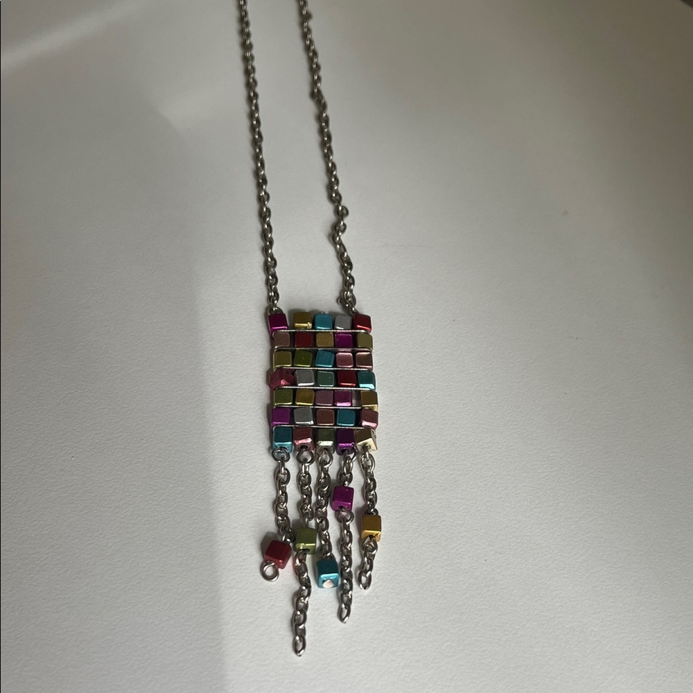 3 for $15 Multicolor Cube Tile Pendant fidget Necklace